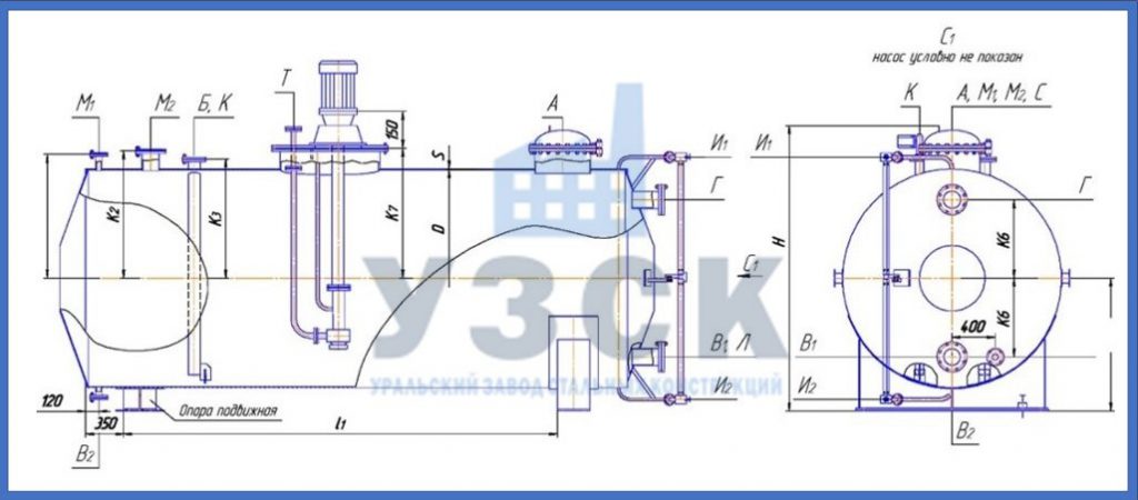Чертеж емкости ГКК в Астрахани